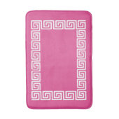 Preppy Griekse Sleutel – Heet Roze & Wit Badmat (Voorkant Verticaal)