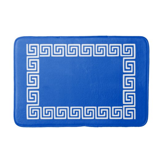 Preppy Griekse Sleutel – Koninklijk Blauw & Wit Badmat (Voorkant)