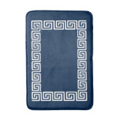 Preppy Griekse Sleutel – Marineblauw & Wit Badmat (Voorkant Verticaal)