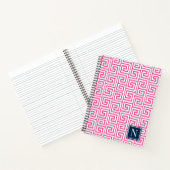 Preppy Griekse Sleutel Monogram – Heet Roze & Mari Notitieboek (Binnen)