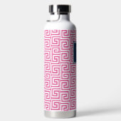 Preppy Griekse Sleutel Monogram - Heet Roze & Mari Waterfles (Rechts)