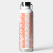 Preppy Griekse Sleutel Monogram - Koraal & Turkooi Waterfles (Achterkant)