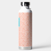 Preppy Griekse Sleutel Monogram - Koraal & Turkooi Waterfles (Links)