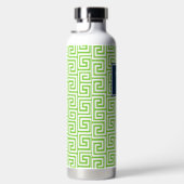 Preppy Griekse Sleutel Monogram - Limoengroen & Ma Waterfles (Rechts)