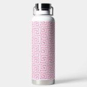 Preppy Griekse Sleutel Monogram - Roze & Limoengro Waterfles (Achterkant)