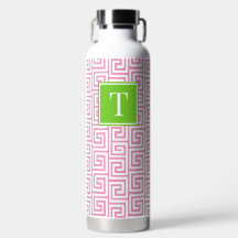 Preppy Griekse Sleutel Monogram - Roze & Limoengro