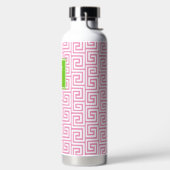 Preppy Griekse Sleutel Monogram - Roze & Limoengro Waterfles (Links)