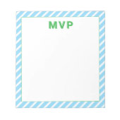 Preppy Groen & Blauw Gestreept Gepersonaliseerd Mo Notitieblok (Voorkant)