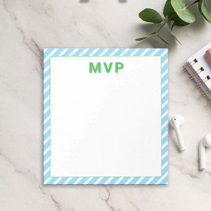 Preppy Groen & Blauw Gestreept Gepersonaliseerd Mo Notitieblok