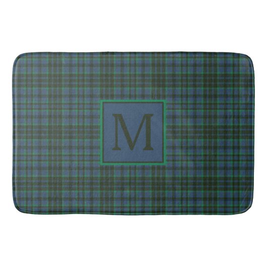 Preppy groen en blauw geplakt monogram badmat (Voorkant)