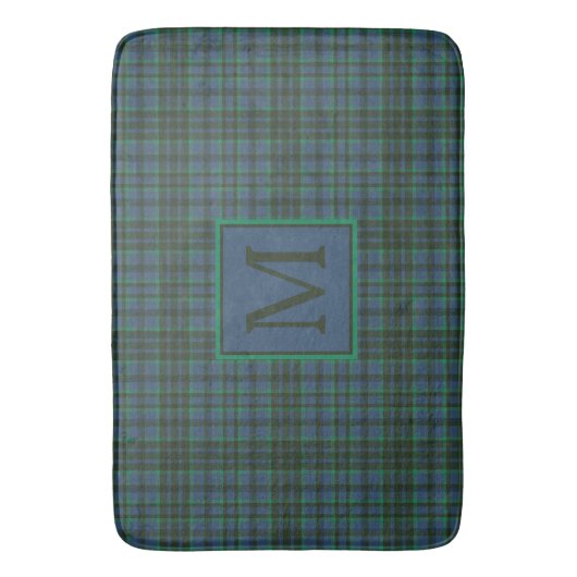 Preppy groen en blauw geplakt monogram badmat (Voorkant Verticaal)