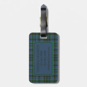 Preppy groen en blauw geplakt monogram bagagelabel (Achterkant verticaal)