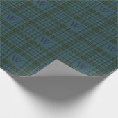 Preppy groen en blauw geplakt monogram cadeaupapier (Hoek)