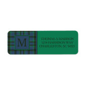 Preppy groen en blauw geplakt monogram etiket (Voorkant)