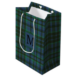 Preppy groen en blauw geplakt monogram medium cadeauzakje