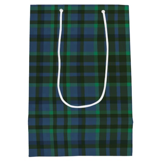 Preppy groen en blauw geplakt monogram medium cadeauzakje (Achterkant)