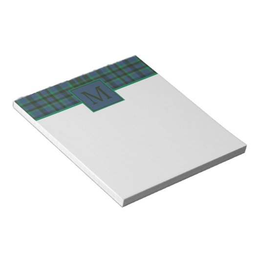 Preppy groen en blauw geplakt monogram notitieblok (Schuin)