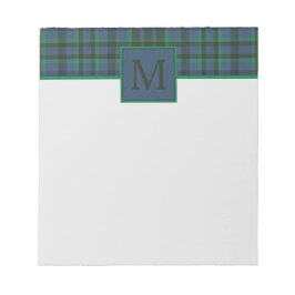 Preppy groen en blauw geplakt monogram notitieblok