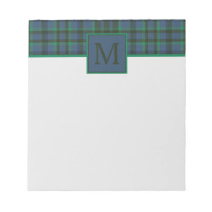 Preppy groen en blauw geplakt monogram notitieblok