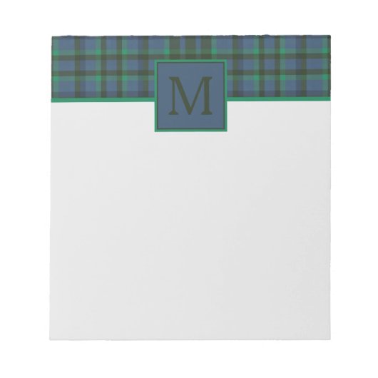 Preppy groen en blauw geplakt monogram notitieblok (Voorkant)