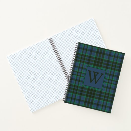 Preppy groen en blauw geplakt monogram notitieboek (Binnen)