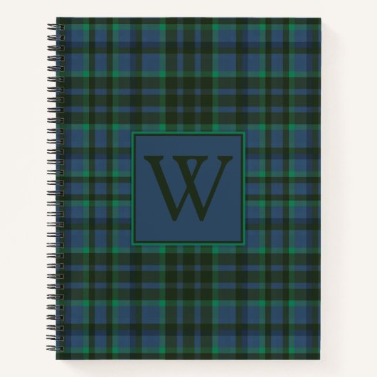 Preppy groen en blauw geplakt monogram notitieboek (Voorkant)