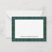 Preppy groen en blauw geplakt monogram notitiekaartje (Achterkant)