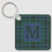 Preppy groen en blauw geplakt monogram sleutelhanger (Voorkant)