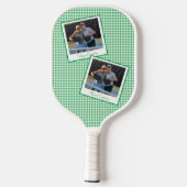 Preppy Groen en Roze Gepersonaliseerd met Foto's Pickleball Paddle (Achterkant)