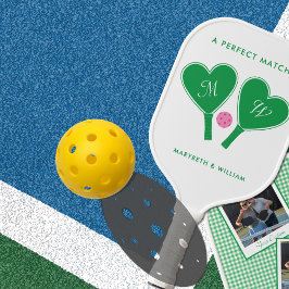 Preppy Groen en Roze Gepersonaliseerd met Foto's Pickleball Paddle