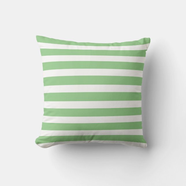 Preppy groen en wit gestreept kussen (Voorkant)