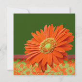 Preppy Groen Sinaasappel Gerbera Bloemen Huwelijks Kaart (Achterkant)