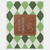 Preppy groene argyle namaak leer monogram fleece deken (Voorkant)