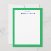 Preppy groene en blauwe persoonlijke briefpapier kaart (Voorkant)