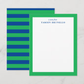 Preppy groene en blauwe persoonlijke briefpapier kaart (Voorkant / Achterkant)