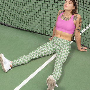 Preppy groene en roze geruite Pickleball Leggings