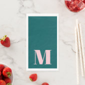 Preppy Groene en Roze Monogram Partij Servet (Insitu)