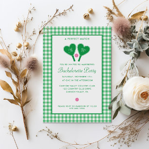 Preppy groene en roze Pickleball Bachelorette Kaart