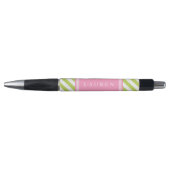 Preppy Groene en Roze Strepen Pen (Voorkant)