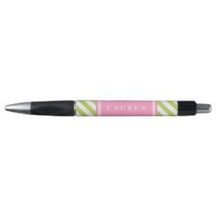 Preppy Groene en Roze Strepen Pen