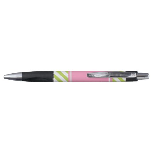 Preppy Groene en Roze Strepen Pen (Achterkant)