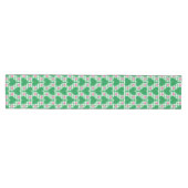 Preppy groene en roze trouw gingham pickleball medium tafelloper (Horizontaal)