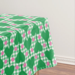 Preppy groene en roze trouw-pickleball gingham tafelkleed