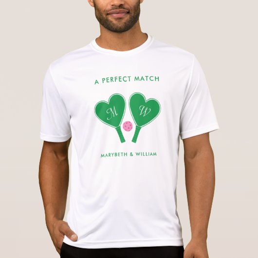 Preppy groene en roze trouw_PICKLEBALL-shirt T-shirt (Voorkant)