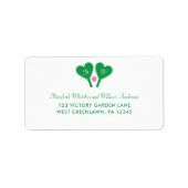 Preppy groene en roze trouwpickleball etiket (Voorkant)