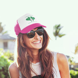 Preppy groene en roze trouwpickleball trucker pet