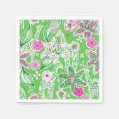 Preppy Groene Giraffe Lelie Bloem Party Servet (Voorkant)