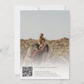 Preppy Groene Oude Geld Foto Script QR Bruiloft Kaart (Achterkant)
