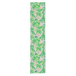 Preppy Groene Palm Boomroze | Tropisch Kustgebied Korte Tafelloper