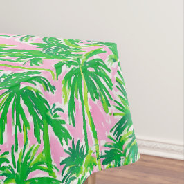 Preppy Groene Palm Boomroze | Tropisch Kustgebied Tafelkleed